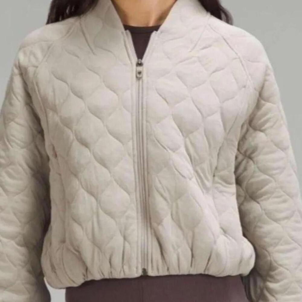 Lululemon Cream quilted bomber jacket #winterjacket